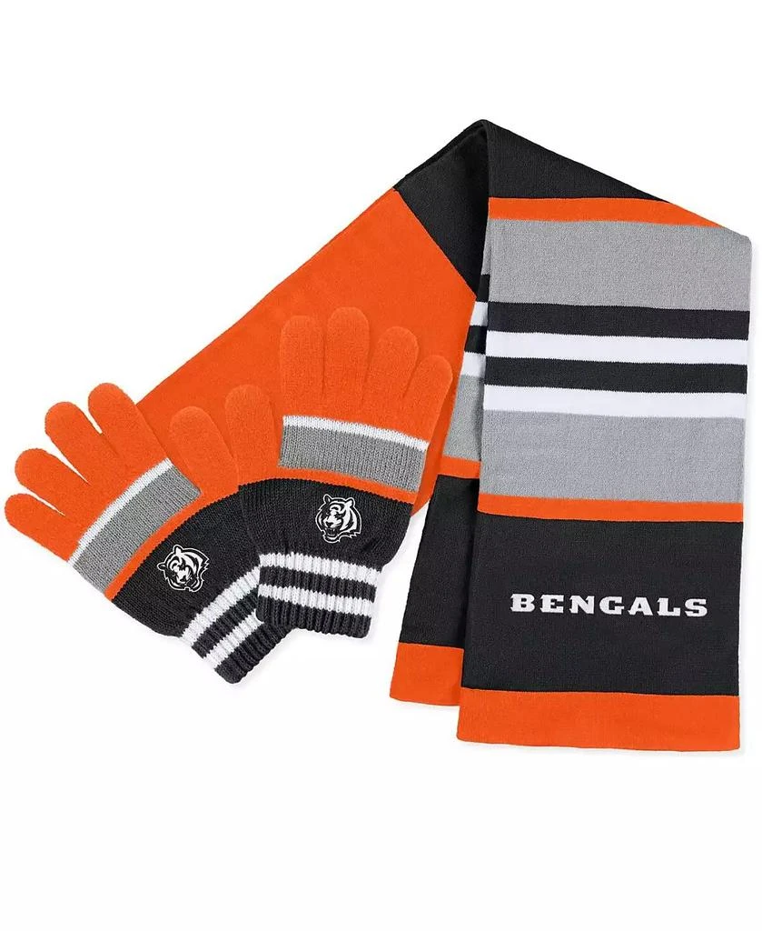 WEAR by Erin Andrews Women's Cincinnati Bengals Stripe Glove and Scarf Set 1