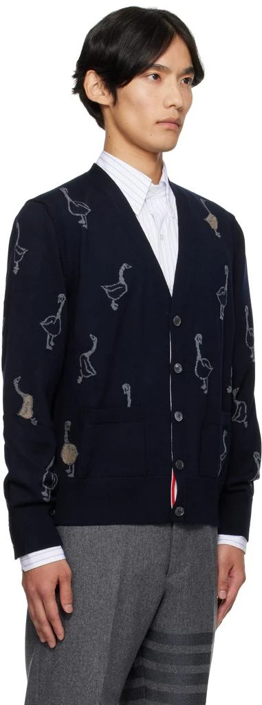 Thom Browne Navy Geese Intarsia Merino Relaxed Fit Cardigan 2