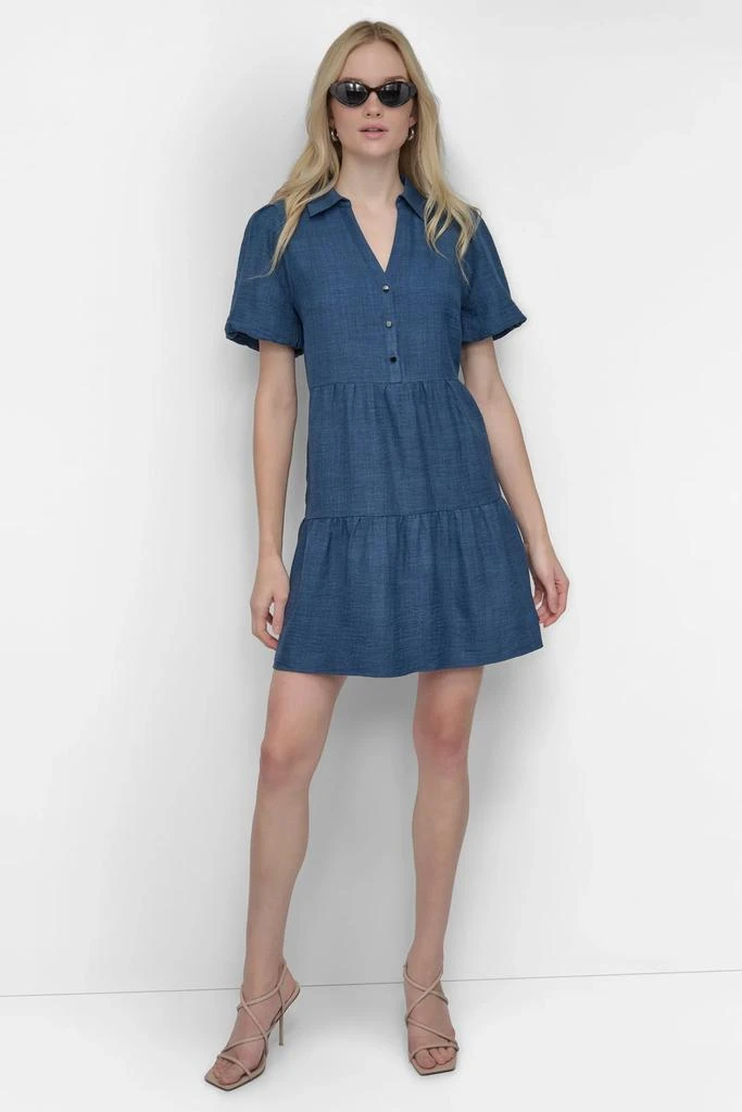 DKNY TIERED A-LINE MINI SHIRT DRESS 1