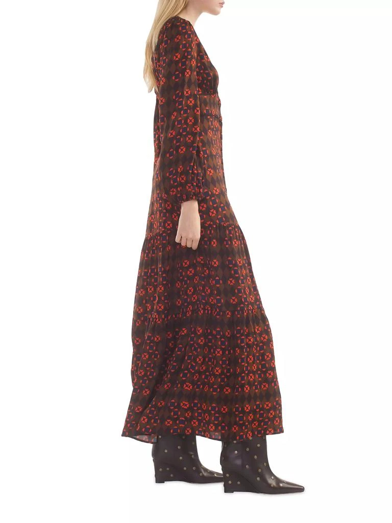 Cynthia Rowley Geometric Georgette Tiered Maxi Dress 3