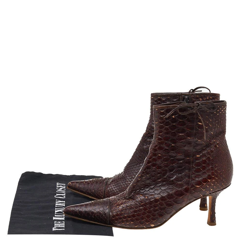 Chanel Chanel Dark Brown Python Leather Pointed Toe Ankle Length Boots Size 38.5 8