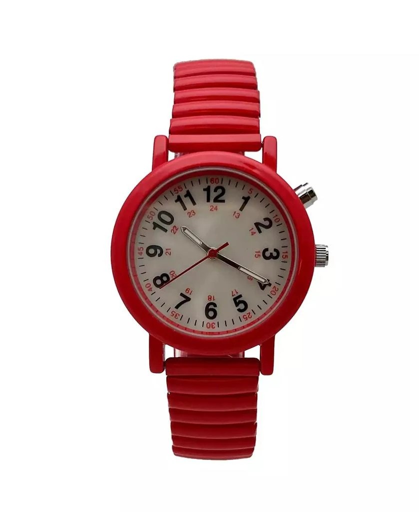 Olivia Pratt Red Stretch Band Easy Read Nurse Watch with Second Hand Women Watch 1