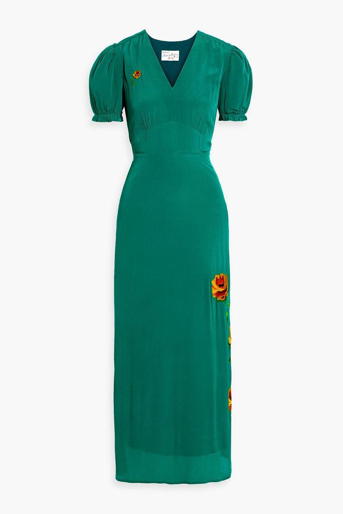 HVN Paula floral-appliquéd chiffon maxi dress