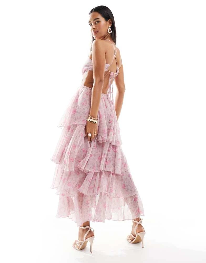 Miss Selfridge Miss Selfridge occasion chiffon corsage tiered maxi dress in mixed floral print 2