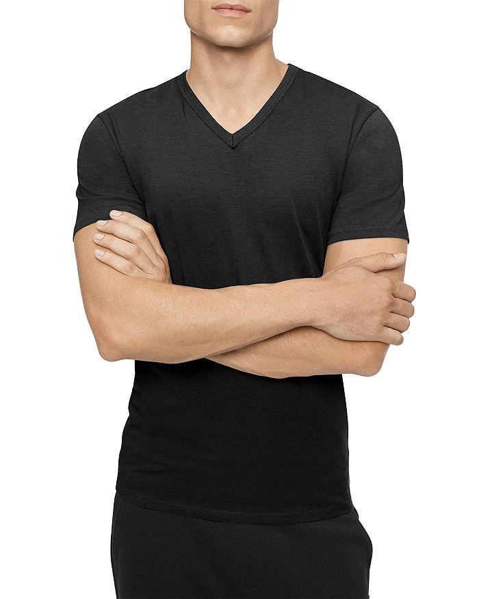 Calvin Klein Cotton Stretch Moisture Wicking V Neck Tees, Pack of 3 2