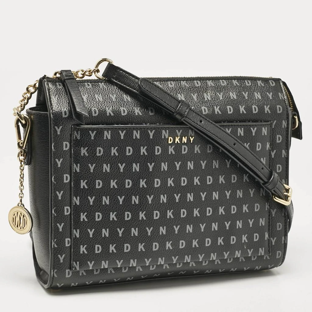 DKNY DKNY Black/Grey Monogram Coated Fabric Ava Zip Crossbody Bag 3