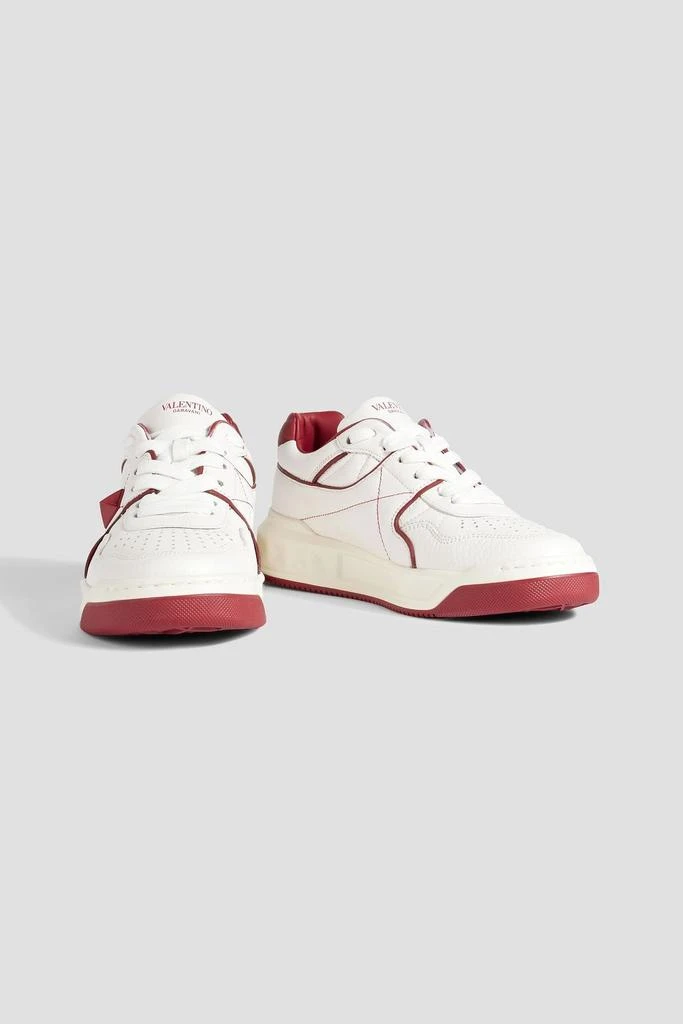 Valentino One Stud printed smooth and pebbled-leather sneakers 2