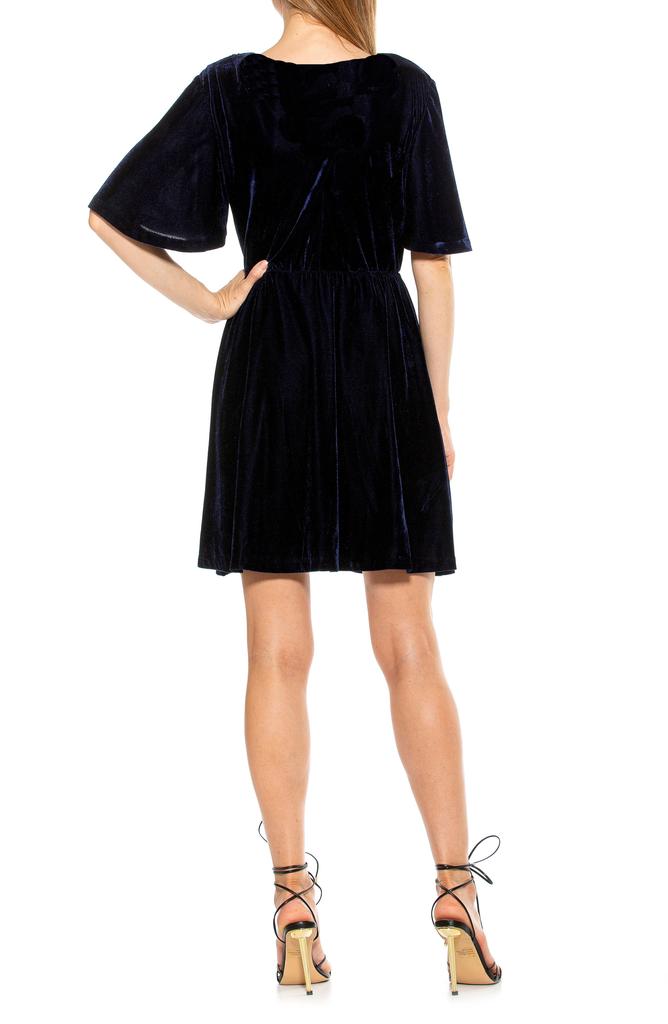 ALEXIA ADMOR Oakless Velvet Flutter Sleeve Fit & Flare Dress