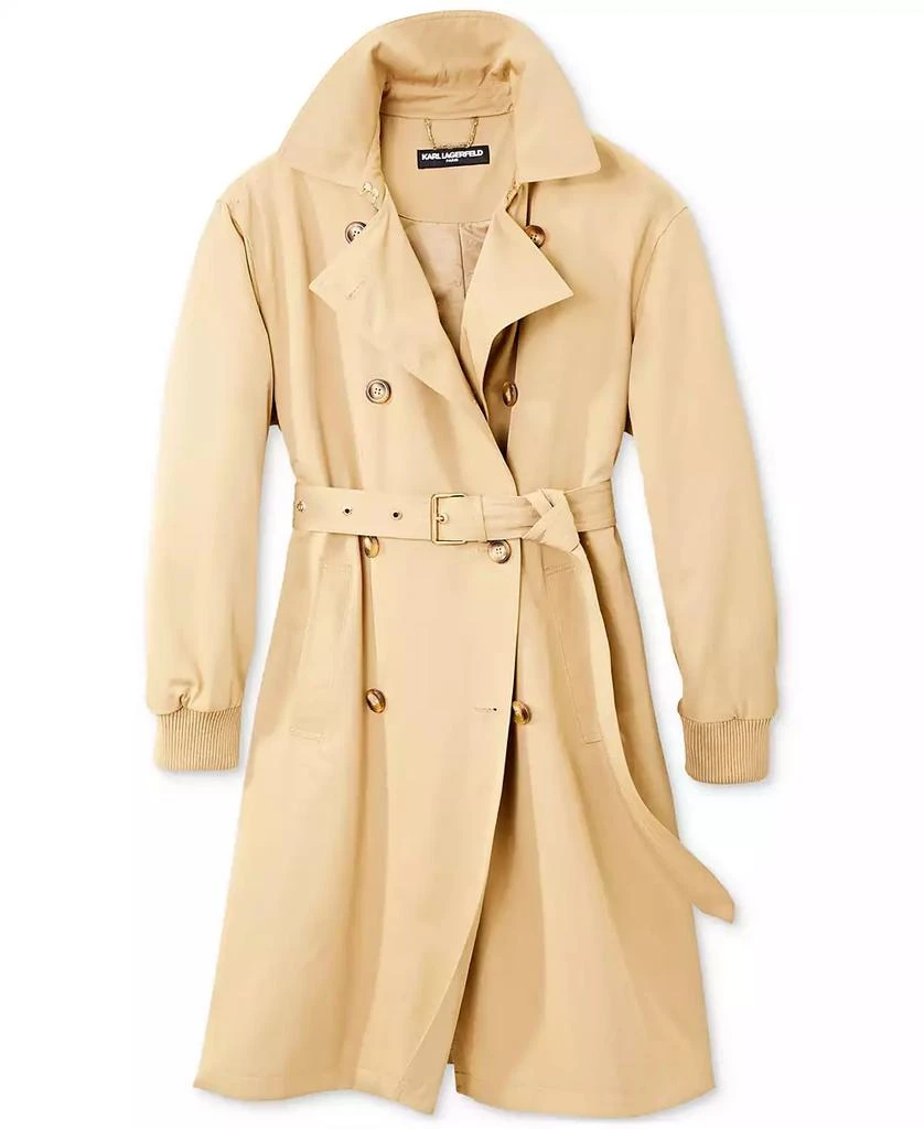 Karl Lagerfeld Paris Women
s Ruched-Sleeve Trench Coat 6