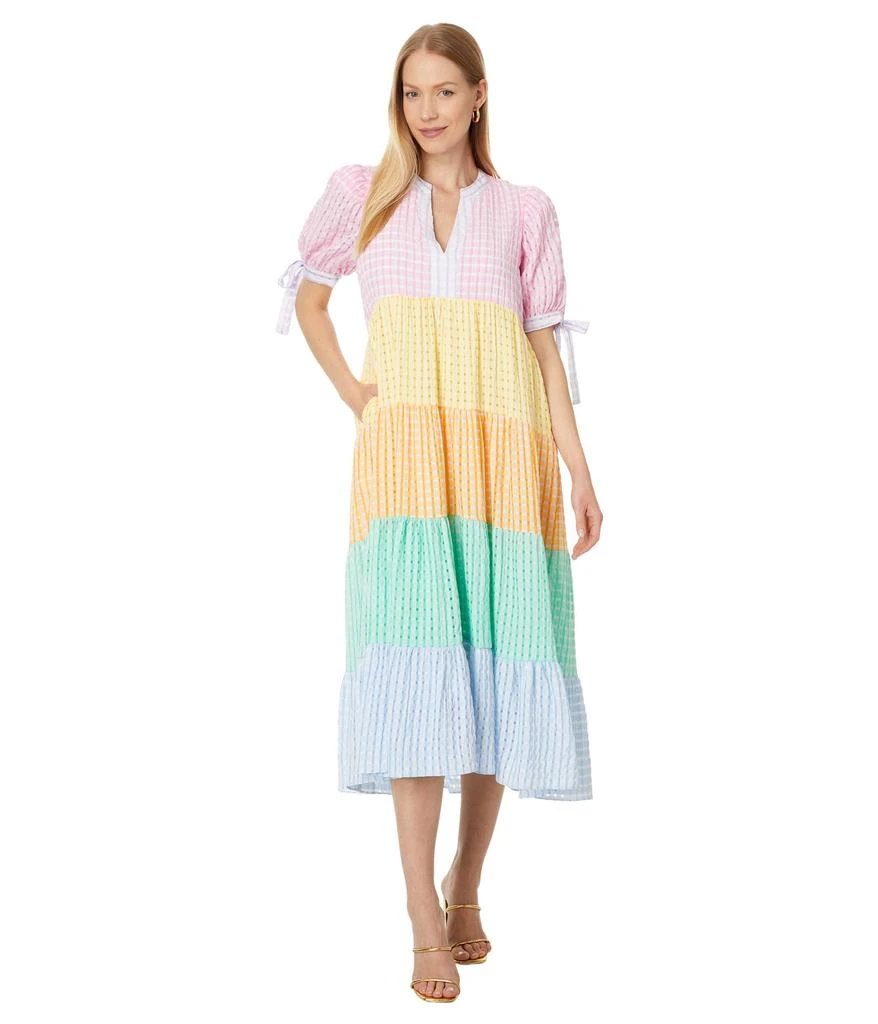 English Factory Colorblock Bow Tie Sleeve Maxi Dress 1