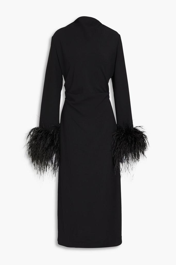 RACHEL GILBERT Feather-embellished crepe midi dress