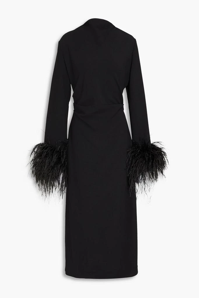 RACHEL GILBERT Feather-embellished crepe midi dress 1