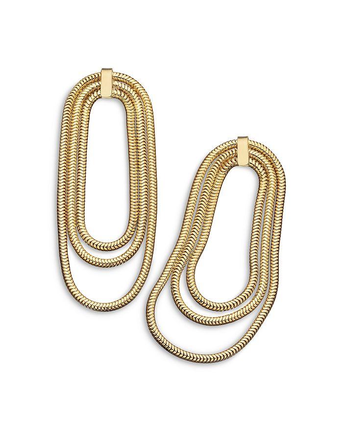 Jennifer Zeuner Julia Snake Chain Triple Row Drop Earrings in 18K Gold Plated Sterling Silver