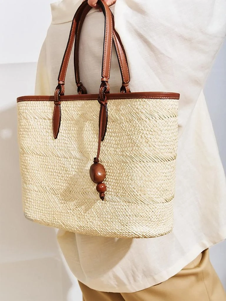 Hunting Season Leather-Trimmed Woven Tote Bag 4