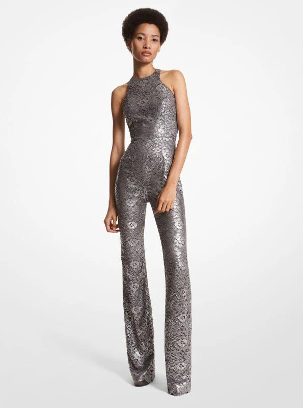 Michael Kors Floral Laminated Lace Jumpsuit 1