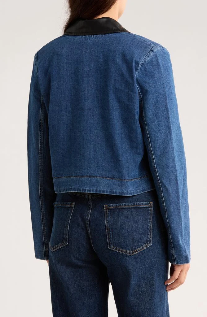 Ellen Tracy Faux Leather Trim Denim Jacket 2