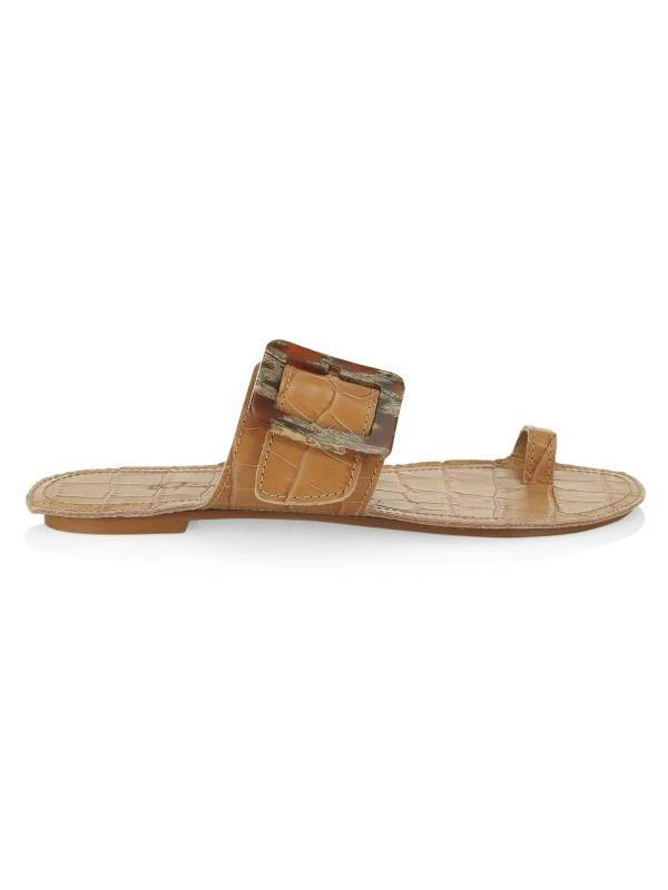 Definery The Loop Ring Croc-Embossed Leather Sandals 1