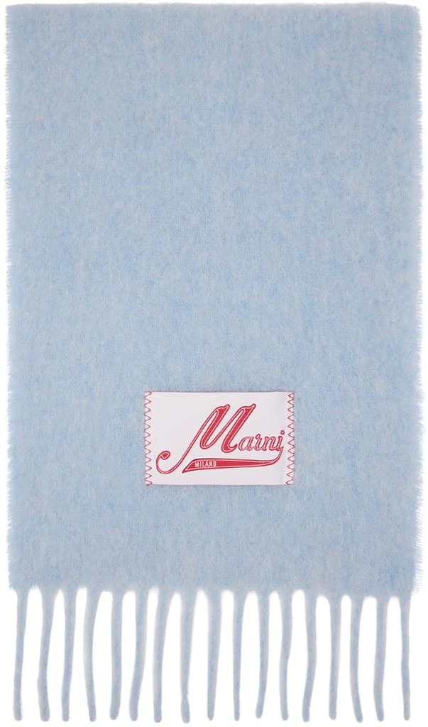 Marni Blue Brushed Alpaca Logo Scarf 1