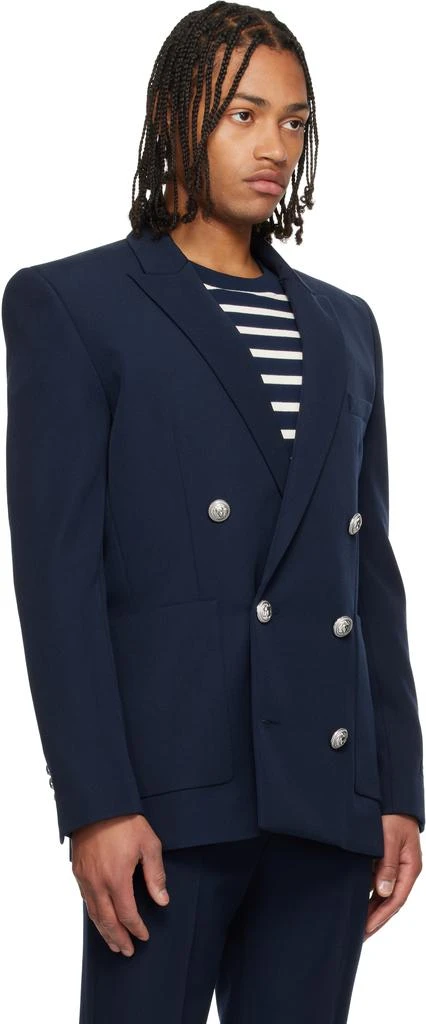 Balmain Navy Grain de Poudre Blazer 2