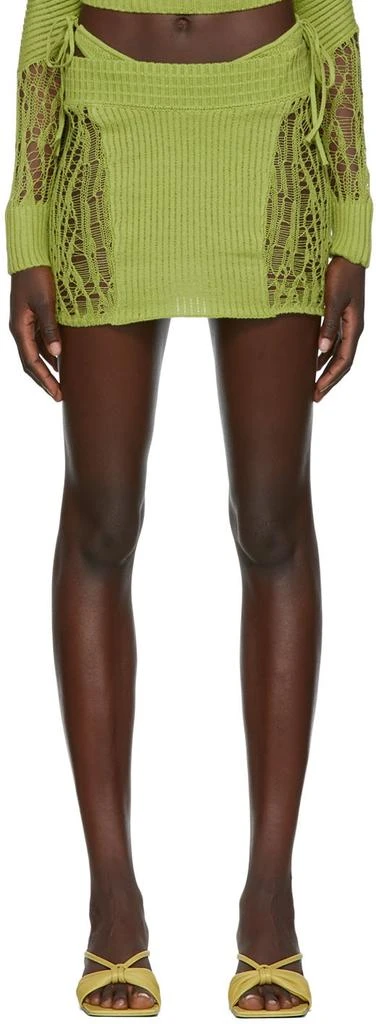 Danielle Guizio SSENSE Exclusive Green Miniskirt 1