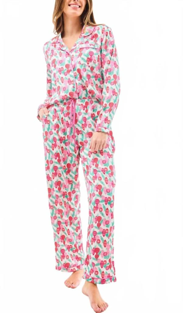 Mary Square Tree Charlotte Trim Pajama Pant Set In Multi Color 2