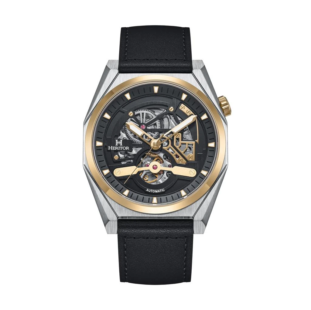 Heritor Automatic Amadeus Semi-Skeleton Leather-Band Watch 1