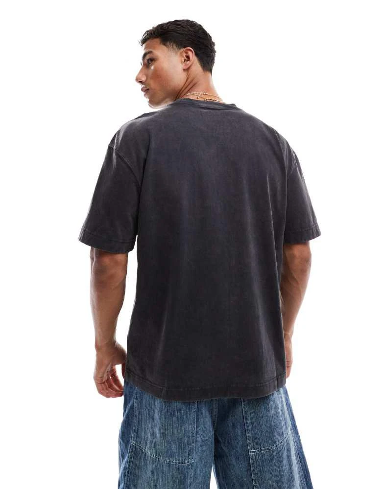 HOLLISTER Hollister boxy fit washed t-shirt in acid black 2