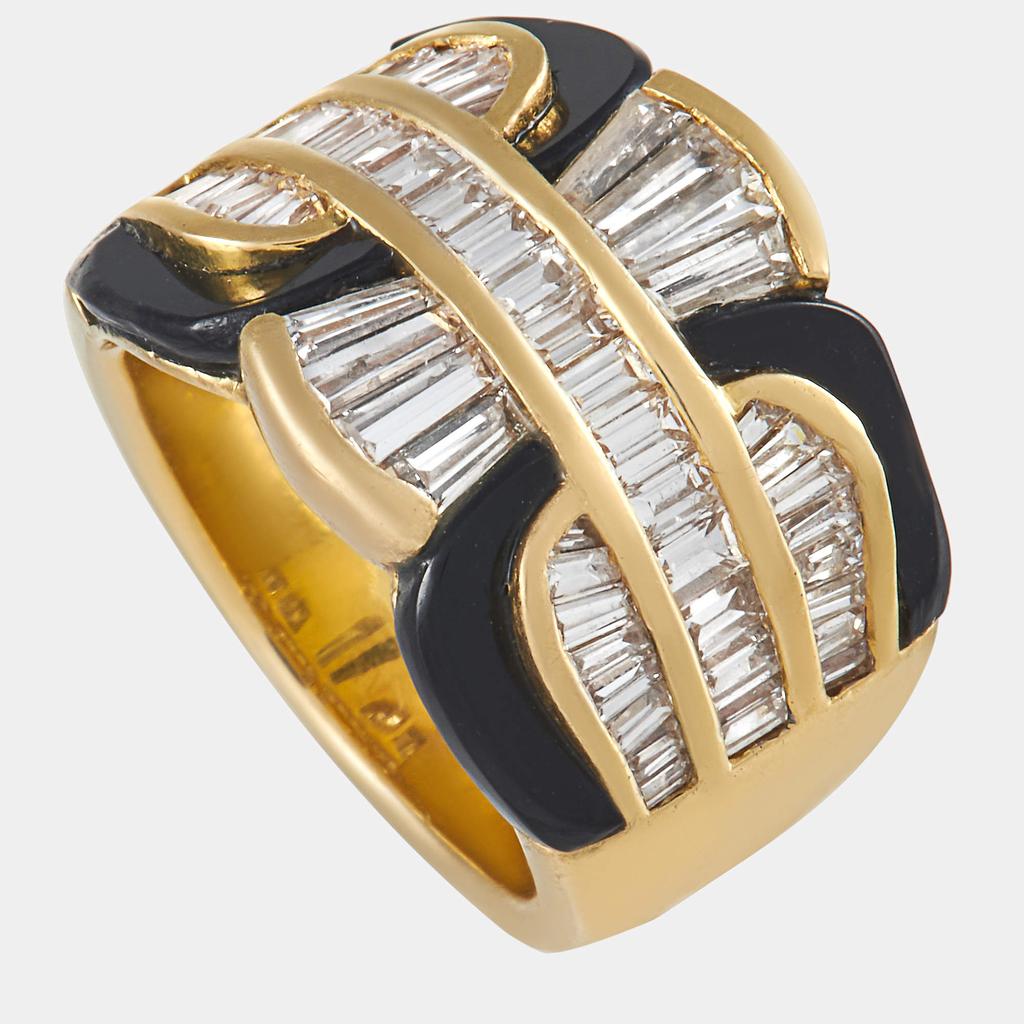 Damiani Damiani 18K Yellow Gold 2.38 ct Diamond and Onyx Ring