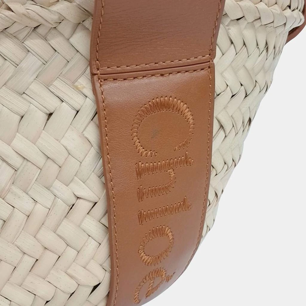 Chloé Chloe Beige Brown Leather and Raffia Chloe Sense Small Basket  Bag 4