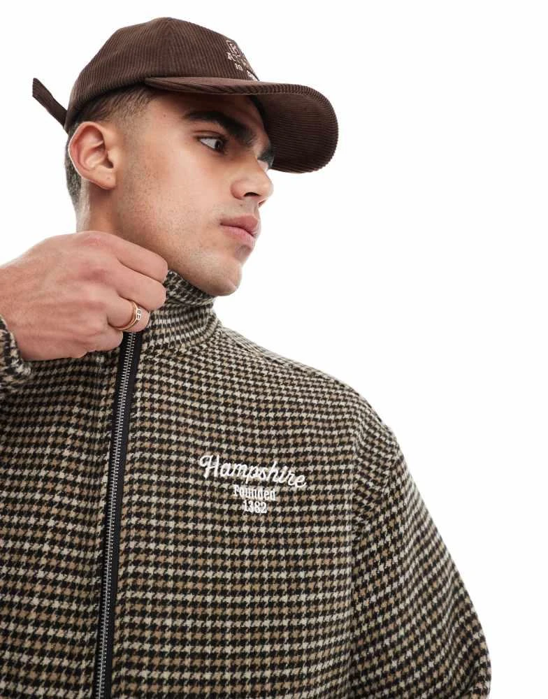 Bershka Bershka checked bomber jacket in brown 3