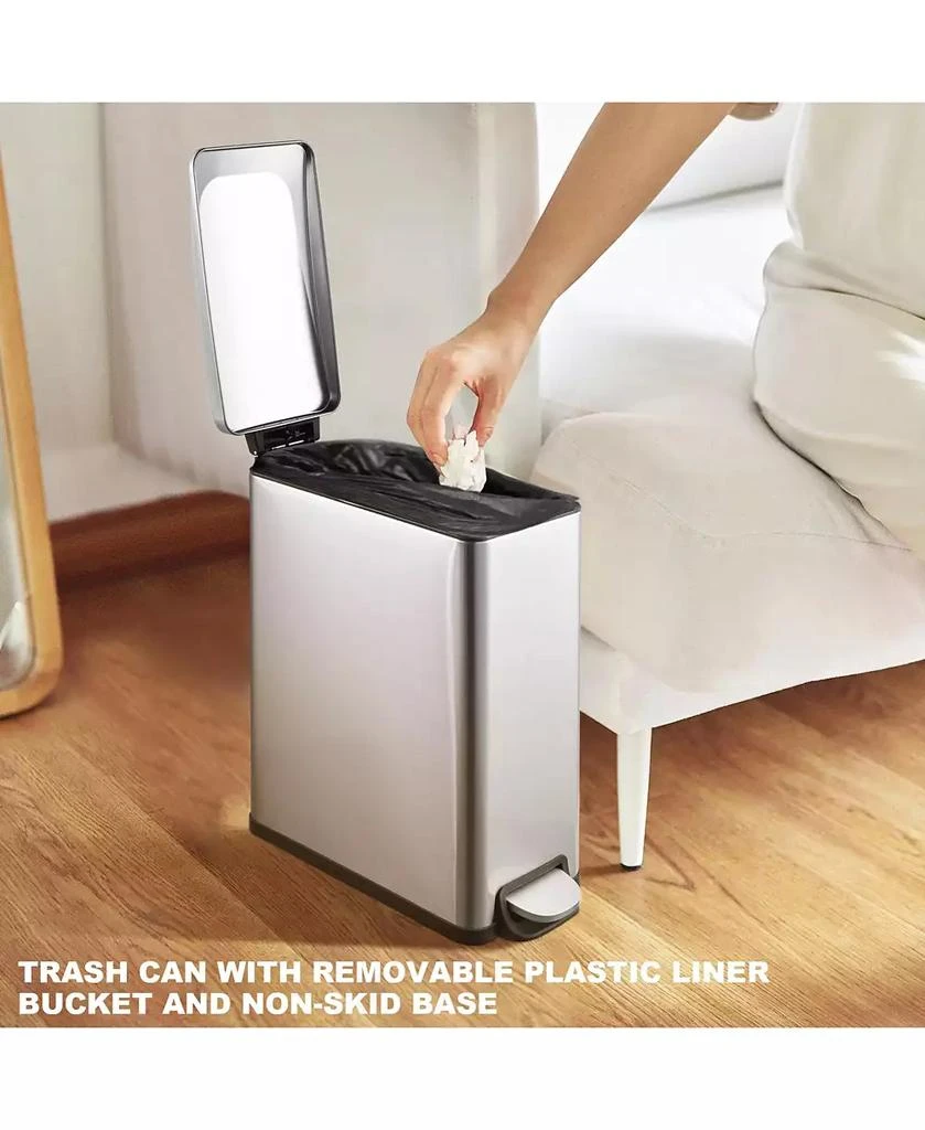 Mega Casa 2.6 Gal./10 Liter Slim Stainless Steel Step-on Trash Can for Bathroom and Office 3