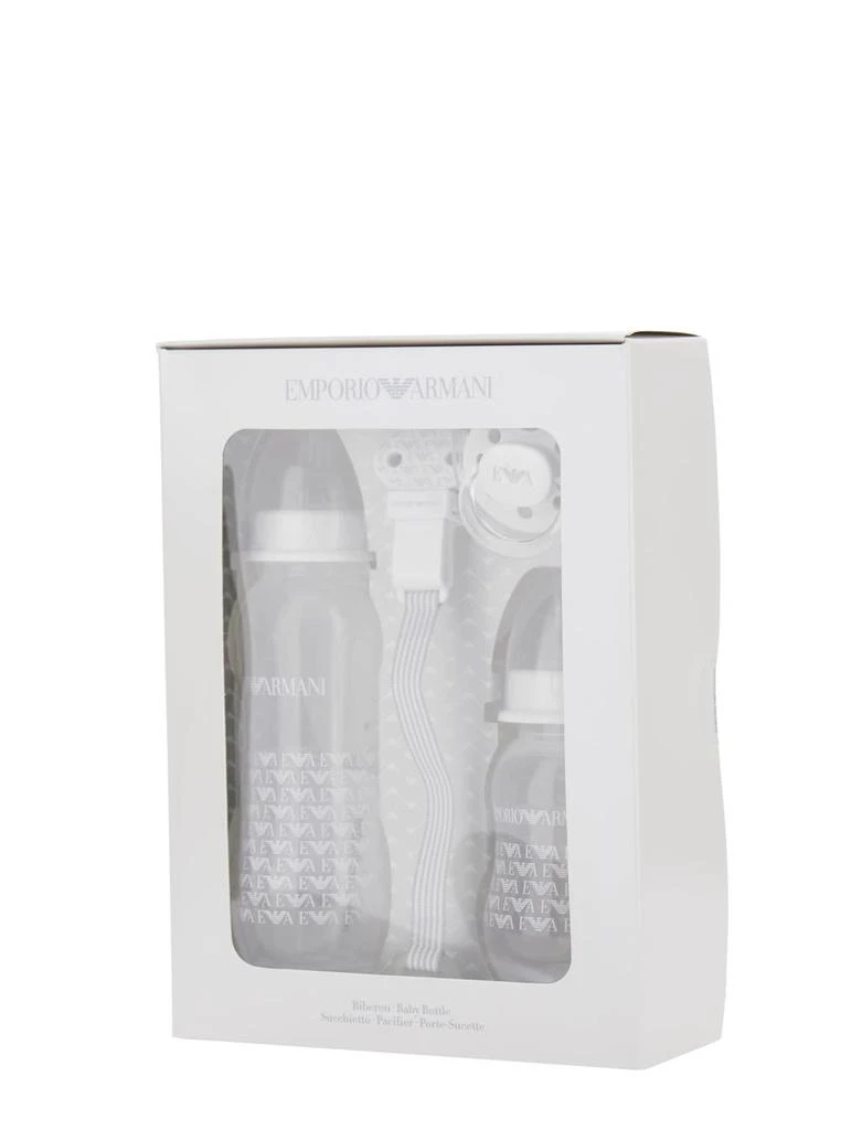 Emporio Armani White Set With Baby Bottle And Pacifier With Ea Logo Print In Plastic Baby 1