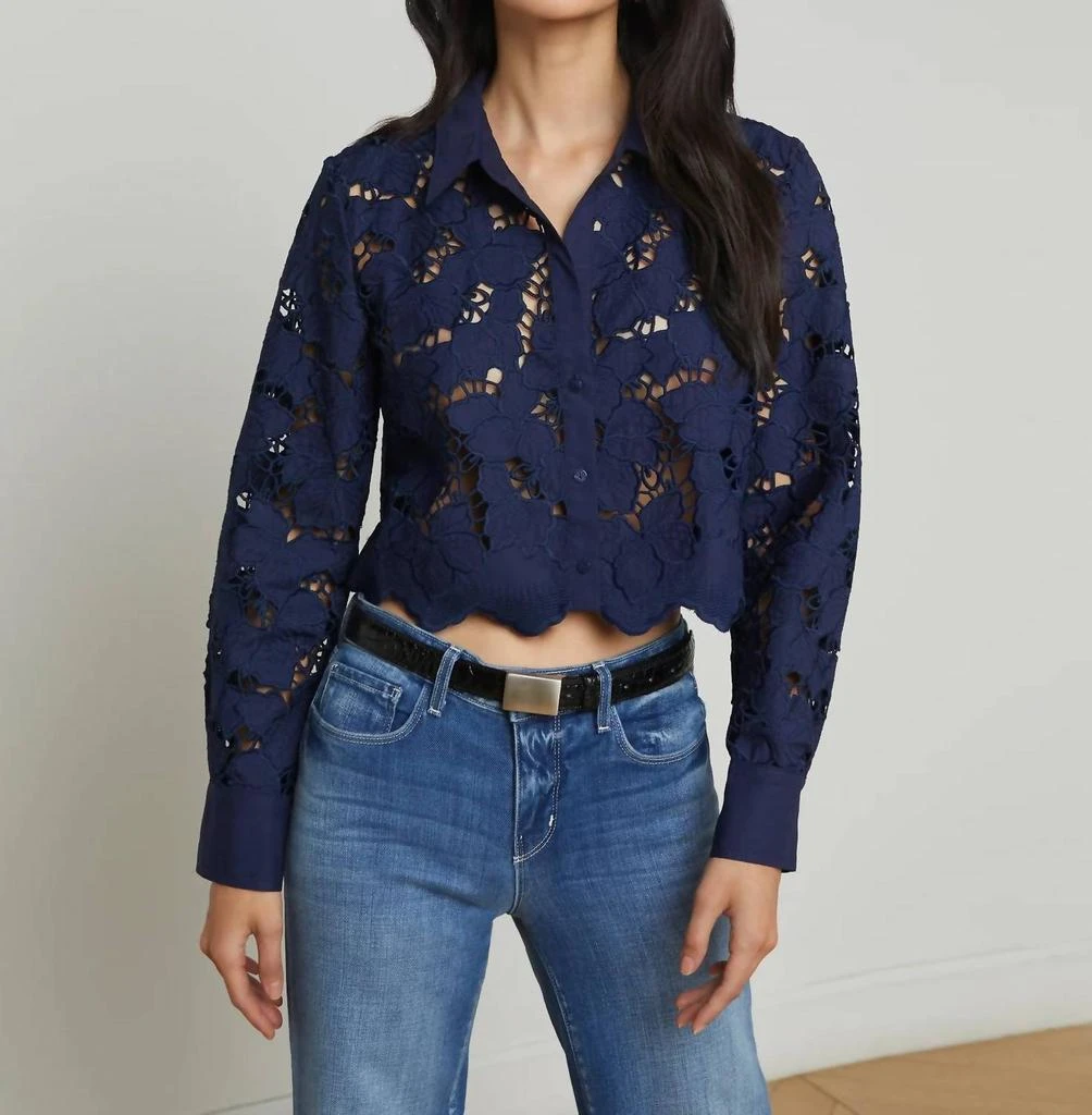 L'Agence L'Agence - Seychelle Cropped Button Down Shirt 4