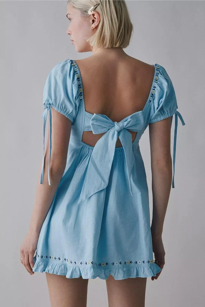 Kimchi Blue Kimchi Blue Marcella Embroidered Tie-Back Babydoll Mini Dress 4