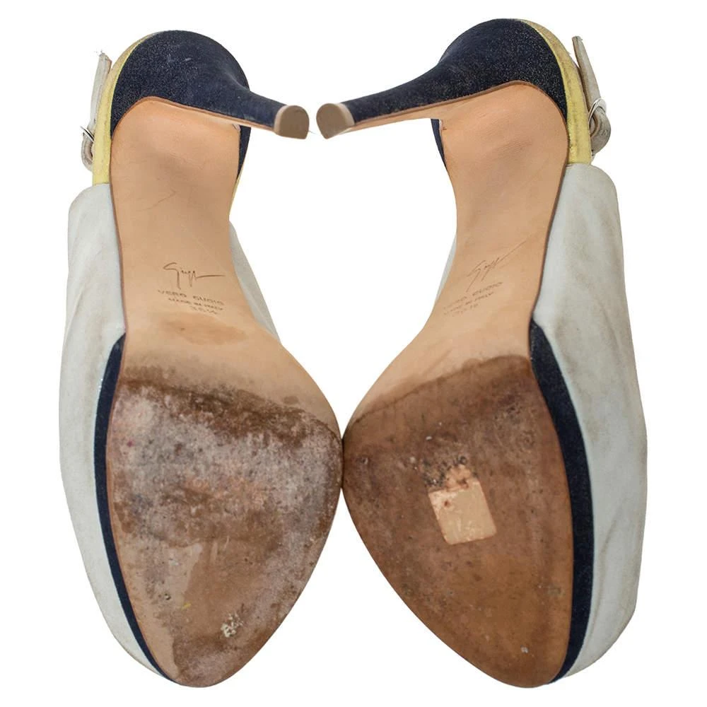 Giuseppe Zanotti Guiseppe Zannotti Tri Color Nubuck Peep Toe Slingback Platform Sandals Size 36.5 6