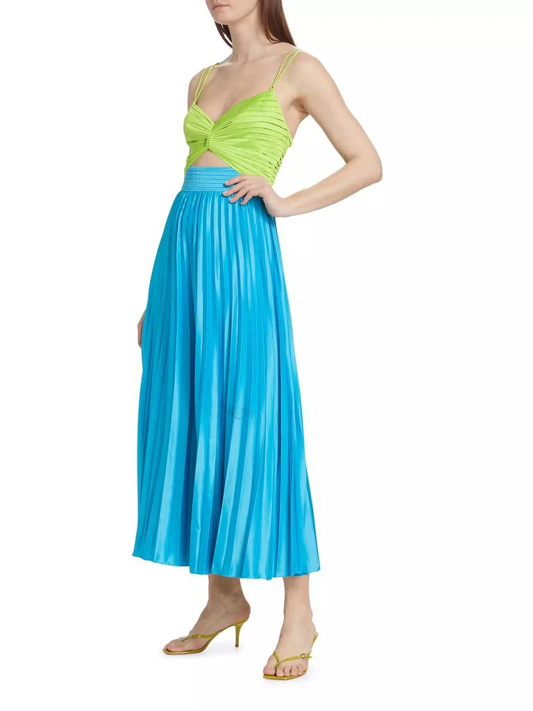 AMUR Silas Pleated Colorblocked Midi-Dress 4
