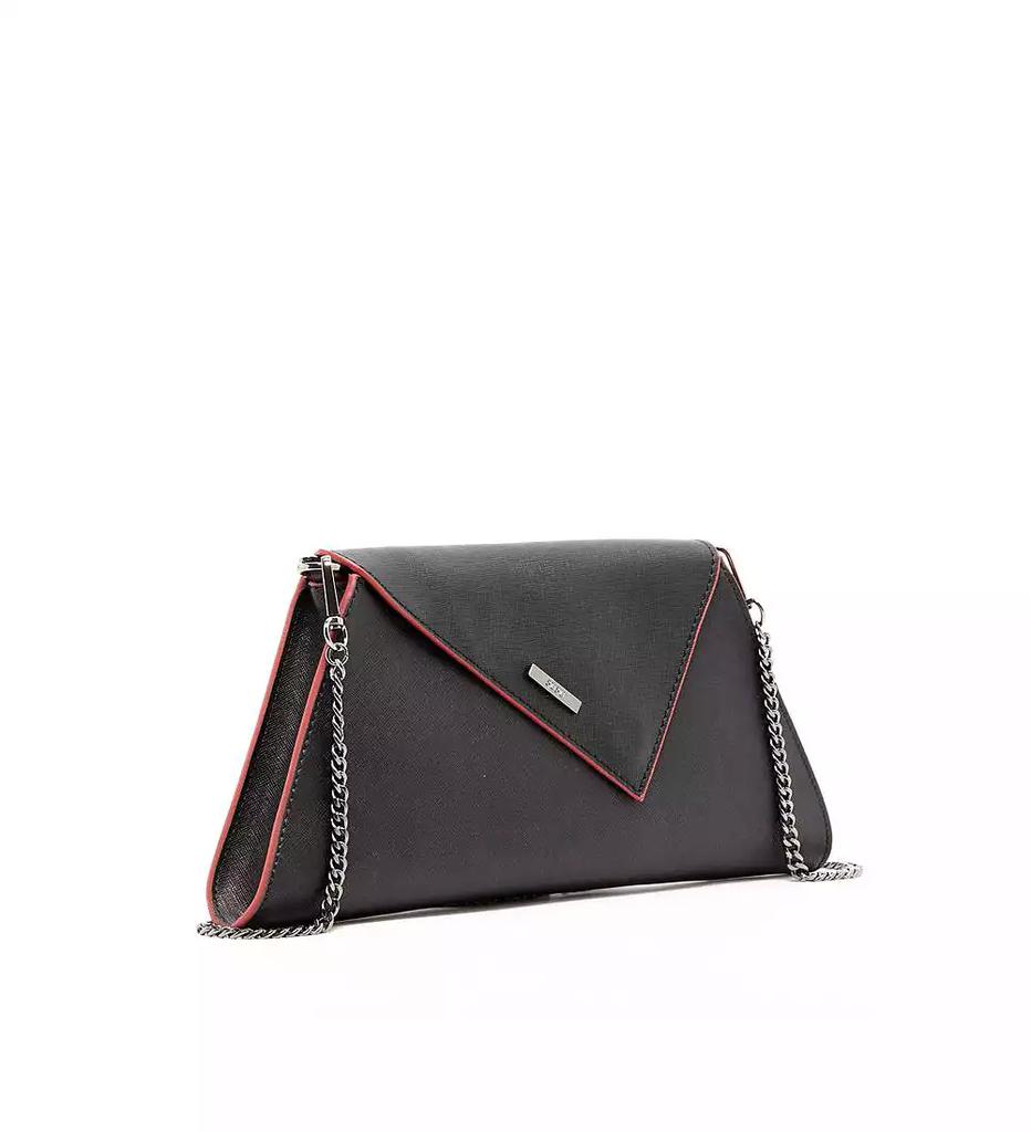 SUSU Black Leather Clutch Bag Unique Evening Purse Women's Handbag