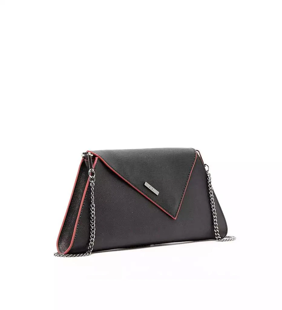 SUSU Black Leather Clutch Bag Unique Evening Purse Women's Handbag 2