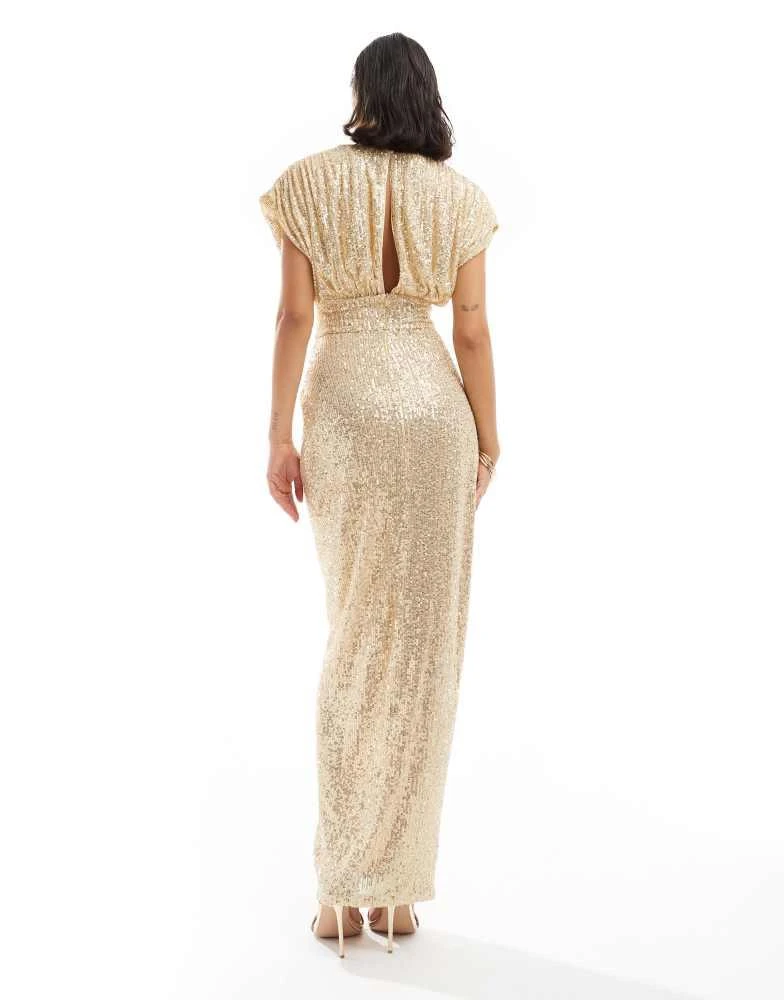 green emerald velvet dress Gold Draped Maxi Dress XL