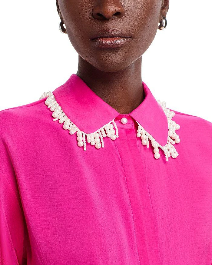 Gracia Faux Peal Trim Collar Top 4