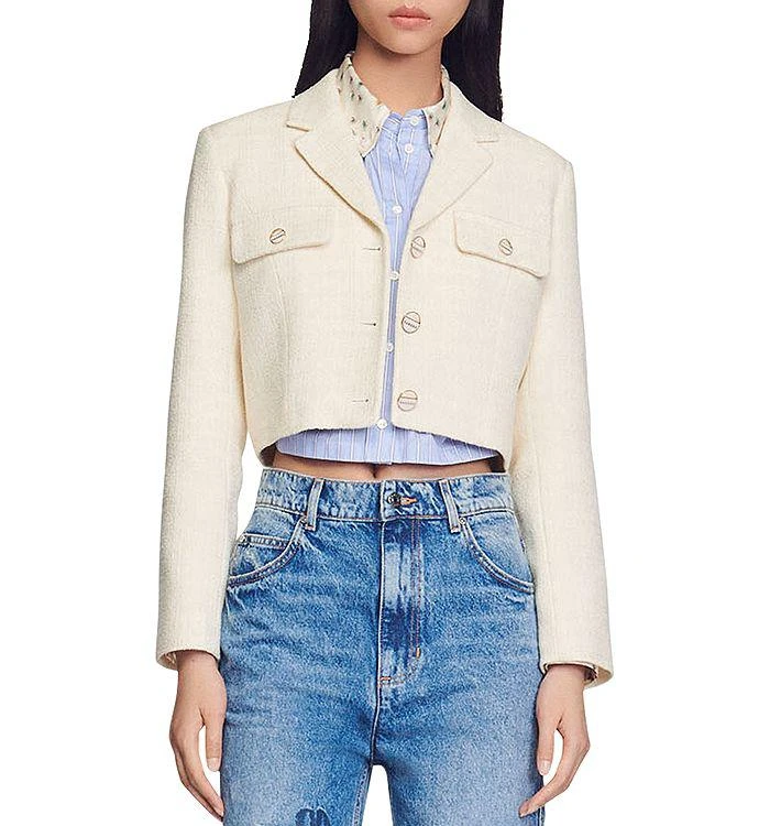 Sandro Edma Cropped Tweed Jacket 1