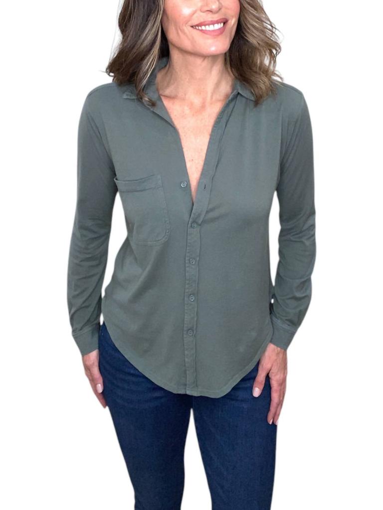 Bobi Bobi - Long Sleeve Button Front Collar Tee