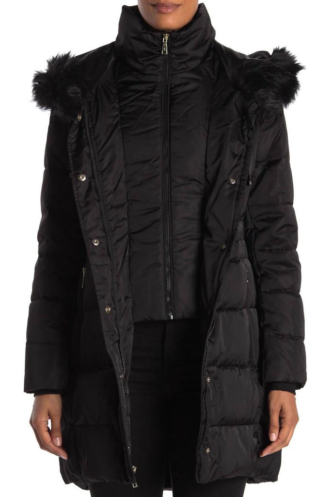 TAHARI Stefani Women's Quilted Mid Length Puffer Coat With Faux 並行輸入品 TAHARI Stefani Women\u0027s Quilted Mid-Length Puffer Coat With Faux