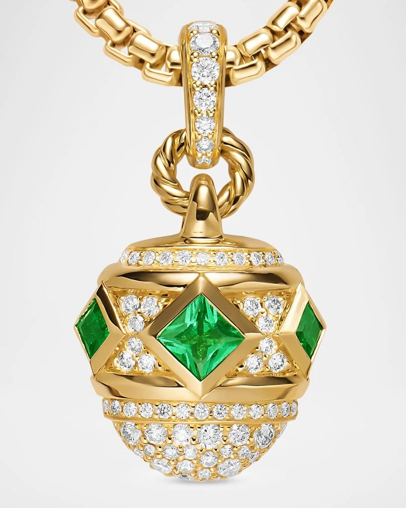 David Yurman Renaissance Pave Amulet with Emeralds and Diamonds in 18K Gold, 26mm 4