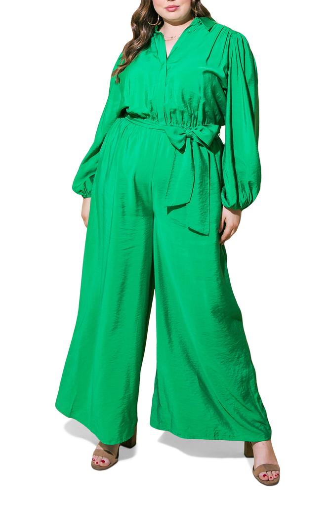FLYING TOMATO Long Sleeve Solid Woven Jumpsuit
