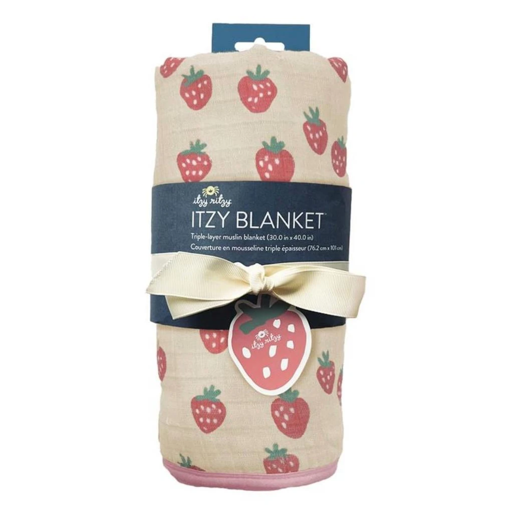 Itzy Ritzy Strawberry Itzy Blanket In Strawberries + Cream 1