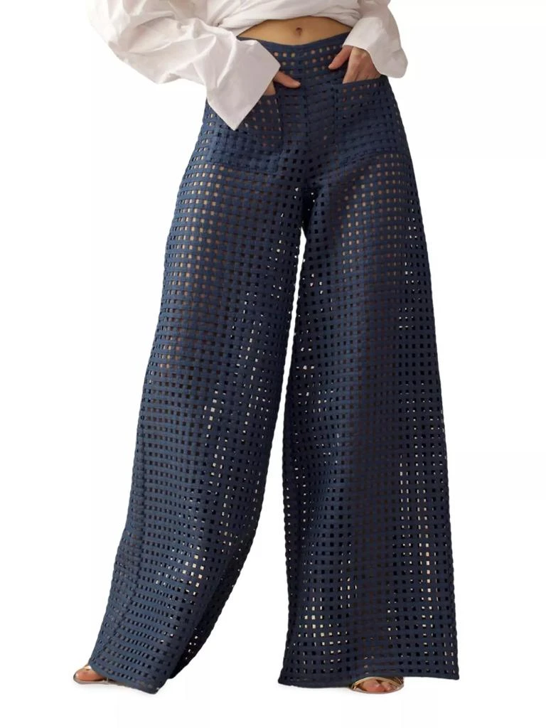 Cynthia Rowley Lattice Linen Wide-Leg Pants 5