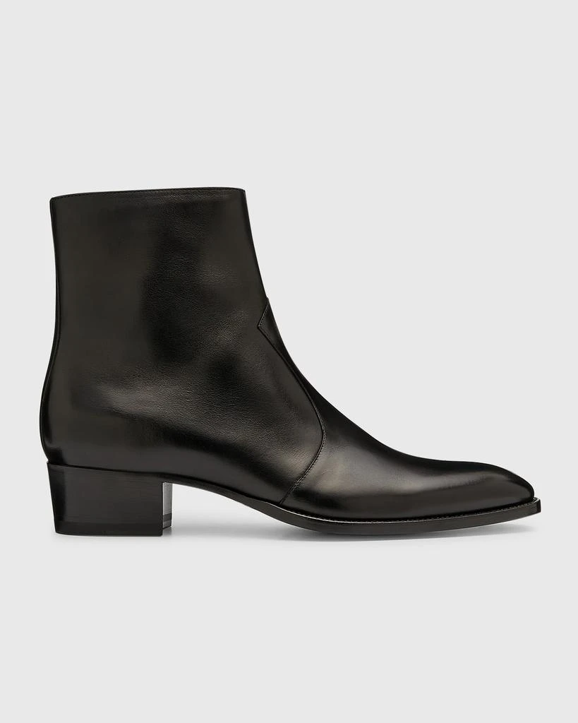 Yves Saint Laurent Men's Wyatt 40 Leather Zip Ankle Boots 1