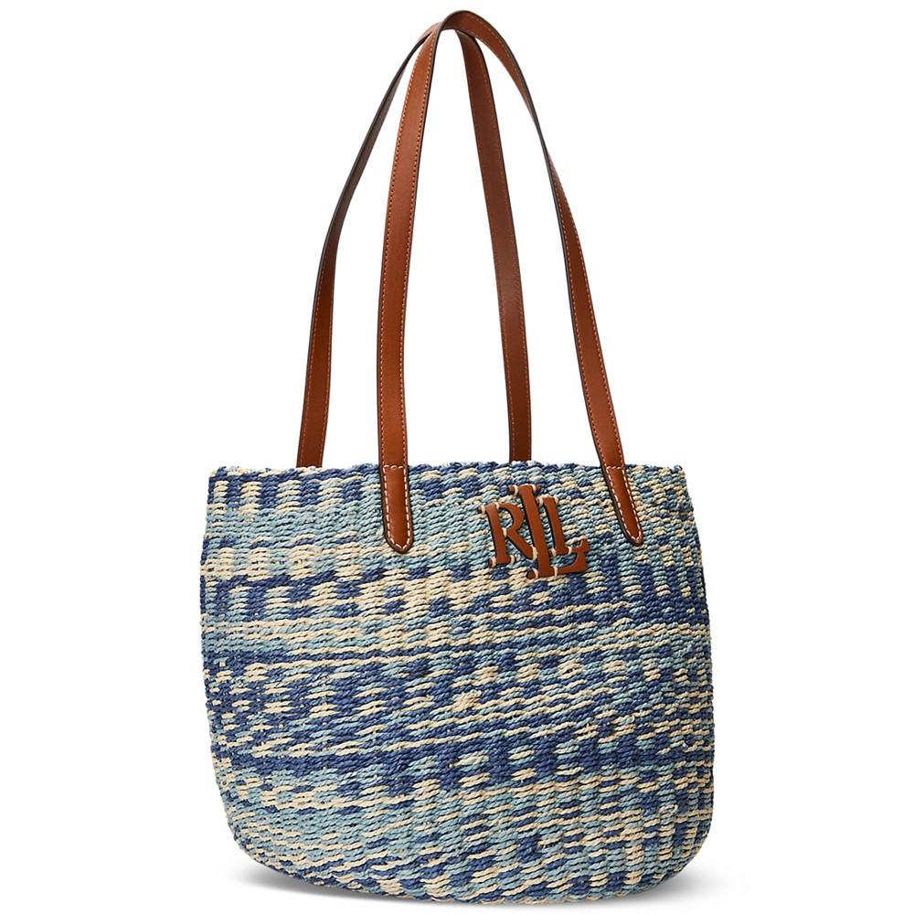 Lauren Ralph Lauren Striped Straw Hartley Tote Bag