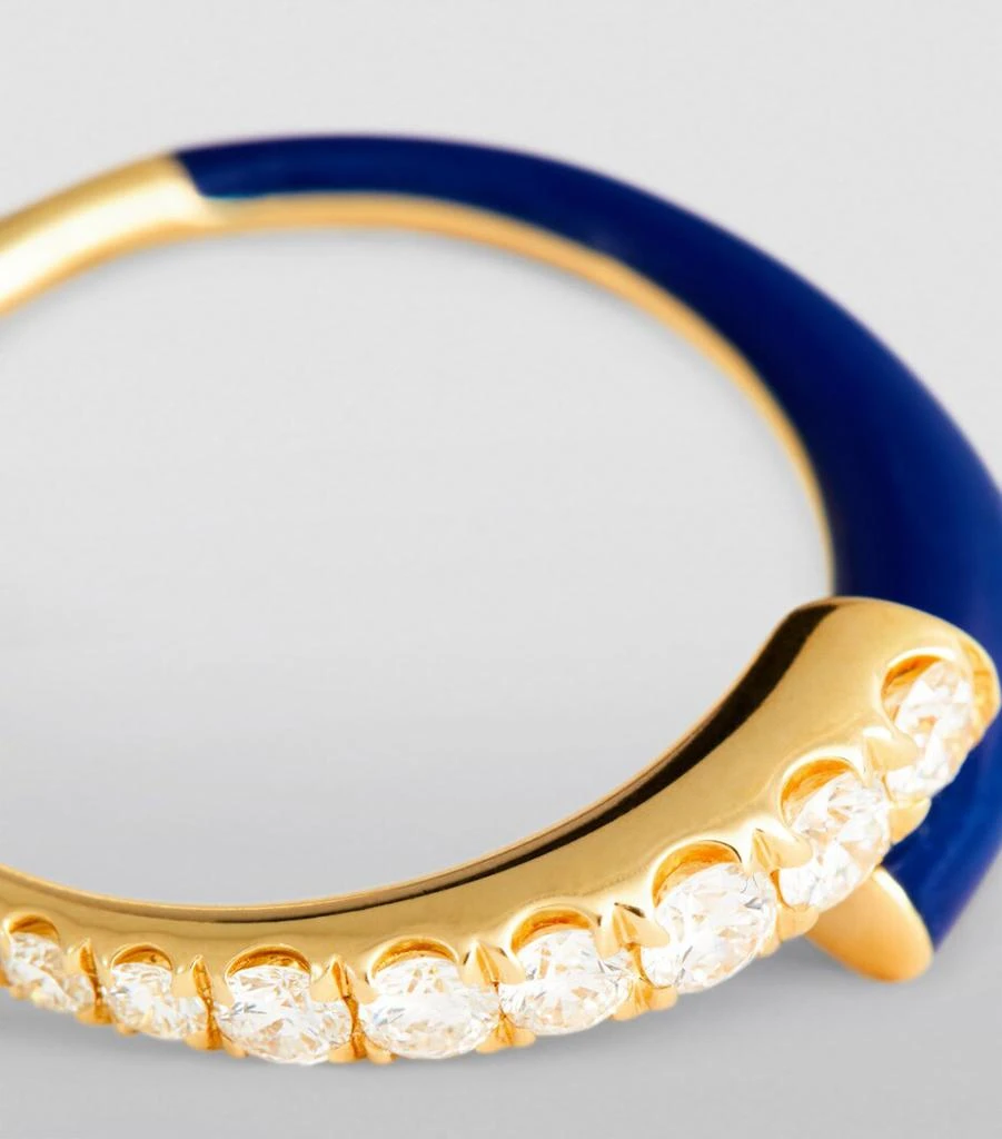 Melissa Kaye Yellow Gold, Diamond and Enamel Lola Ring 6
